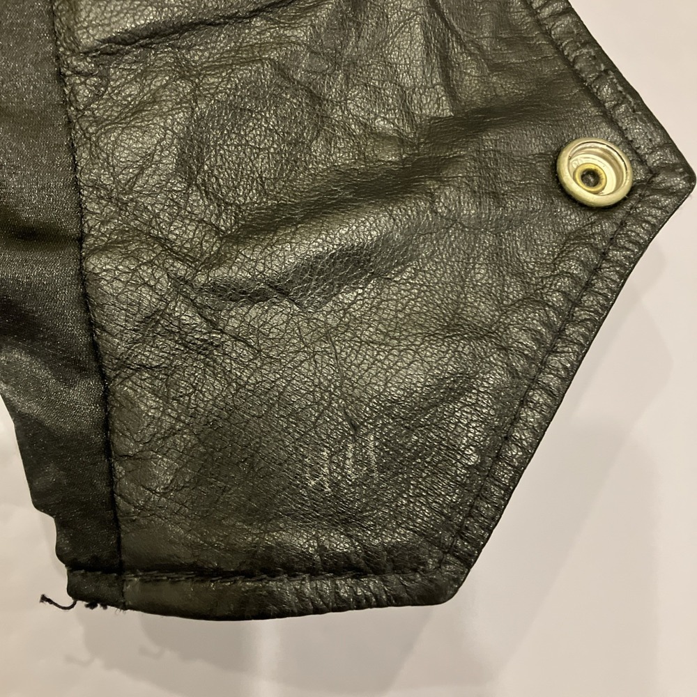 Branded Garments Black Leather Vest Joe Camel Cigarettes Logo Women's L Pockets - Picture 8 of 12